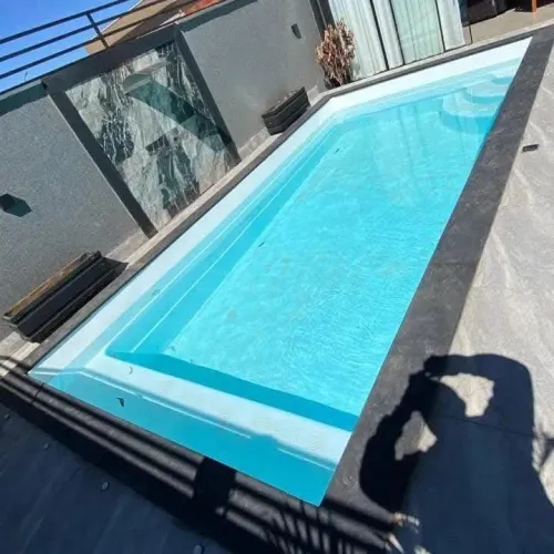 Piscina de fibra 6 metros completa com aquecimento solar e instalada