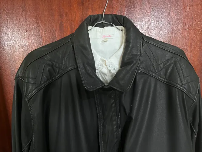 Bomber jacket jaqueta de couro preta g/gg