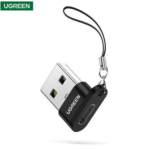 Adaptador Conversor USB (Macho) para Tipo C (Fêmea) em Alumínio com Cordinha - Ugreen