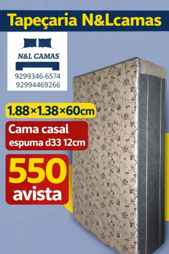 Camas casal espuma d33 com 12cm