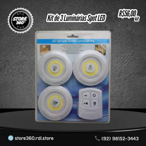 Kit de 3 Luminárias Spot LED