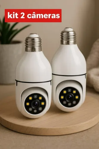 2 CÂMERAS LÂMPADAS DE SEGURANÇA E VIGILÂNCIA VIA WIFI 360 GRAUS FULL HD 1080P