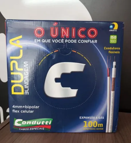 Cabo Coaxial 75 Ohms 4mm+2X26AWG 1BL flexível Condutti cx 100mt