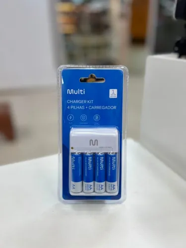 KIT CARREGADOR DE PILHAS AA + PILHAS MULTILASER