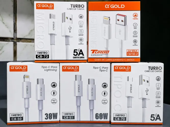 Cabos Turbo USB-C, Lightning e Micro USB | Novos Lacrados