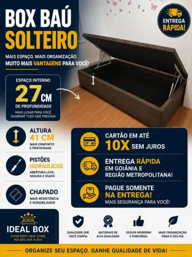 Box baú solteiro 88*188 _ Mais organização para seu dia a dia.