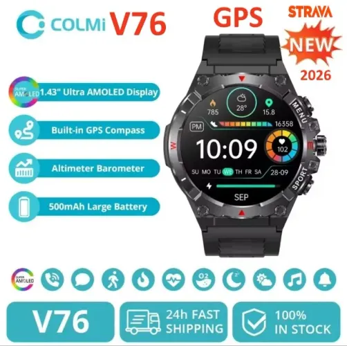 Relógio Smart Colmi V76 com GPS app Strava Android/IOS Tela Amoled Lançamento 2026