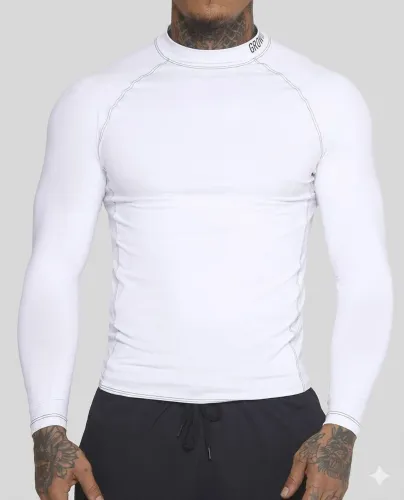 Camiseta Termica Manga Longa Growth Nec Branca
