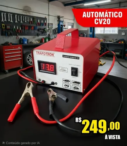 Carregador de Bateria Automotivo 12v 20A/H ( NOVO )Com Voltímetro COD:073