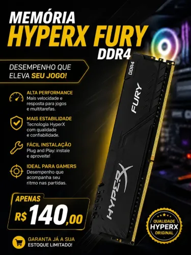 Memória RAM HyperX Fury DDR4 - 4GB