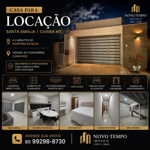 Casa com 3 quartos disponível para locação, Santa Amália, Cuiabá-MT