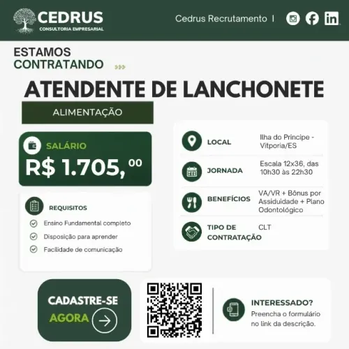 Atendente de Lanchonete - Alimentação