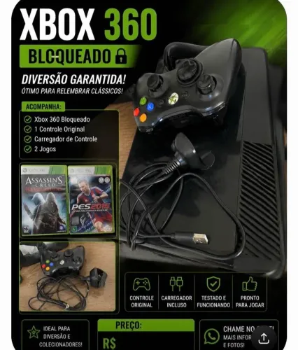 Xbox bloqueado , jogos , manete , carregador 