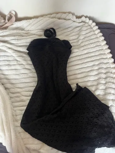 Vestido de crochê preto