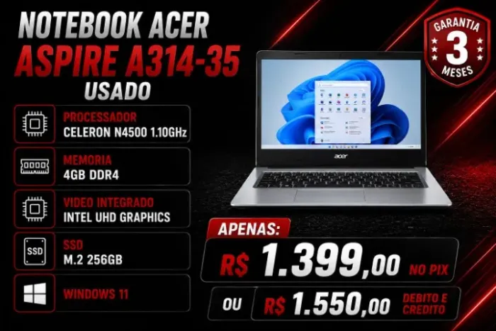 Notebook Acer Aspire A314-35 Usador - Revisado com Garantia
