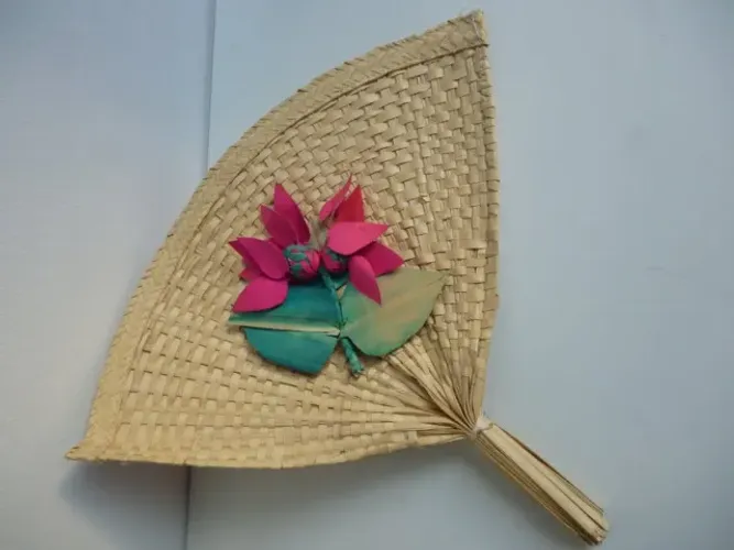 Leque de palha artesanal do México - Decoração