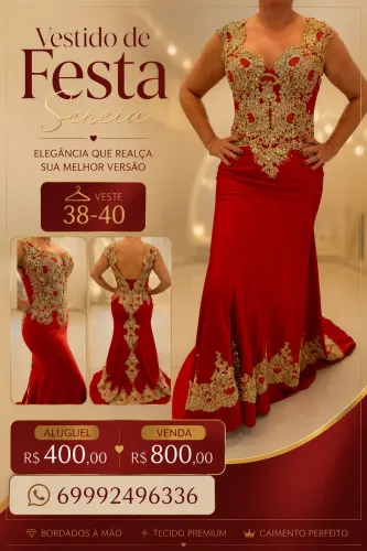 Vestido de festa sereia vermelho