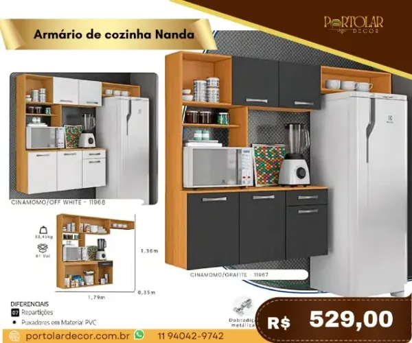 Armário de cozinha Nanda, a pronta entrega