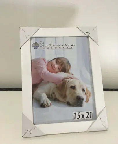 Porta Retrato com Moldura Branca 15x21 em Madeira - kit com 4 unidades - NOVOS