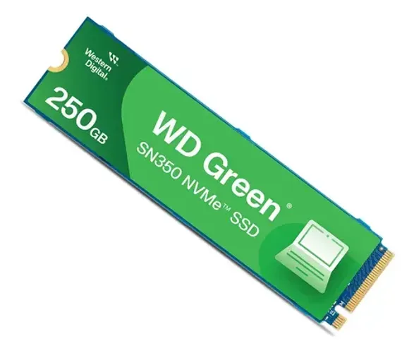 SSD WD Green SN350 250GB NVMe M.2 2280 (Leitura até 2400MB/s e Gravação até 1500MB/s)