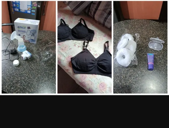 Kit amamentação Bomba extratora+sutiã amamentação+bico silicone+6 almofadas protetoras