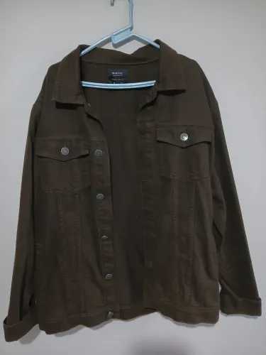 Jaqueta masculina de sarja (estilo trucker) marrom bluesteel