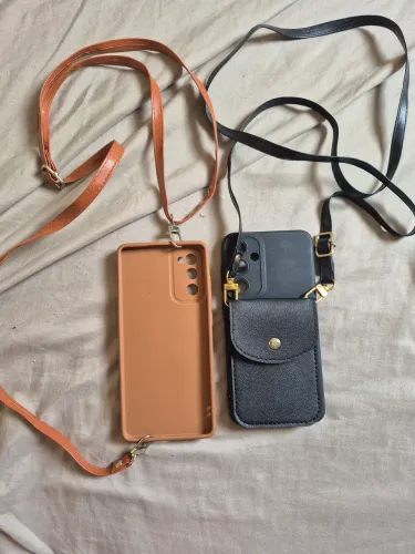 Kit 2 Capas Carteira Galaxy S20 FE em Couro com Alça Transversal e Porta Cartão