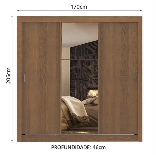 Armário casal 3 portas com espelho - NOVO/DESMONTADO
