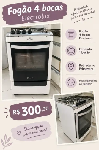 Fogão 4 bocas Electrolux