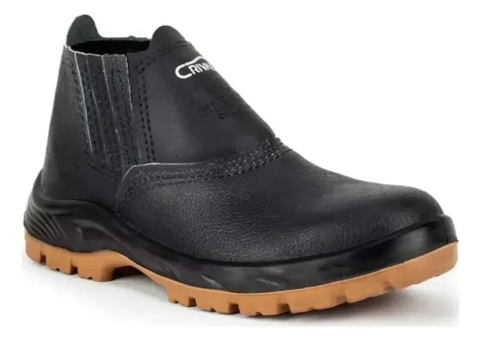 Bota Botina Masculina Couro Trabalho Segurança Epi Bico Pvc