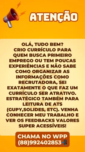 Faço currículos, preço acessível.