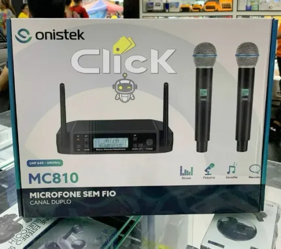 Microfone Sem Fio Profissional Amplificador Dinâmico UHF - ON 810