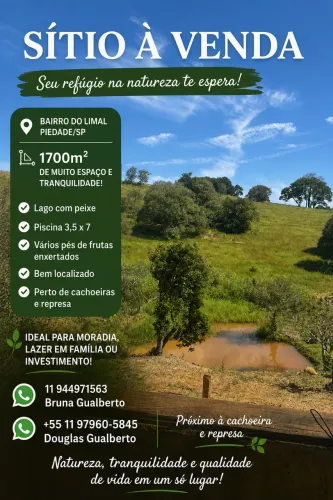 ? SÍTIO À VENDA EM PIEDADE/SP - O REFÚGIO PERFEITO PARA QUEM BUSCA TRANQUILIDADE!