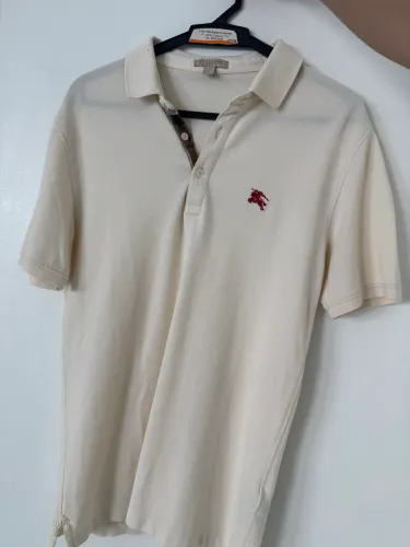 Camisa Polo Burberry Original Off White Masculina Tam. P