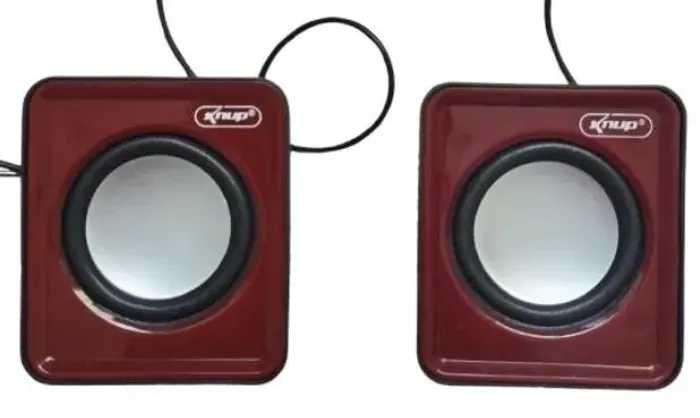Caixa de som Knup® P2 (3,5 mm) estéreo p/ computador (cor de vinho) PLUGUE P2 QUEBRADO!