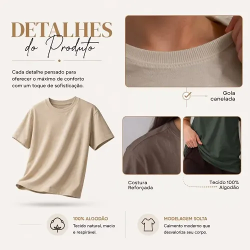 PROMOÇÃO KIT 3 CAMISETAS FEM BÁSICAS [NOVAS] LISAS GOLA CANELADA | ENTREGO | ATÉ 12X