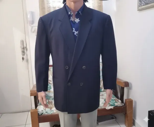 Paletó de Lã Azul Marinho 58
