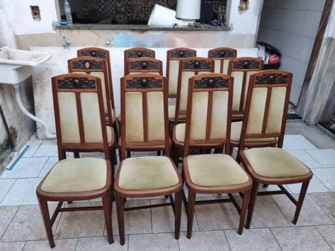 Conj Com 12 CadeirasEst Art Nouveau Em Peroba Do Campo E Veludo