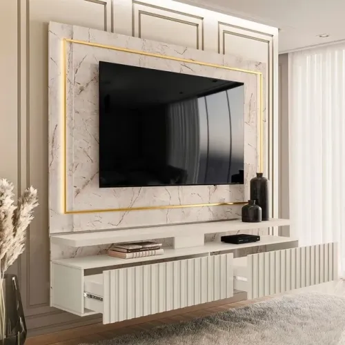 Sala home estante painel rack bancada