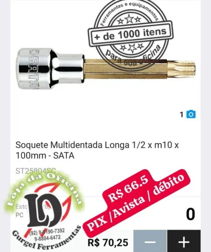 Soquete Multidentada Longa 1/2 x m10 x 100mm - SATA