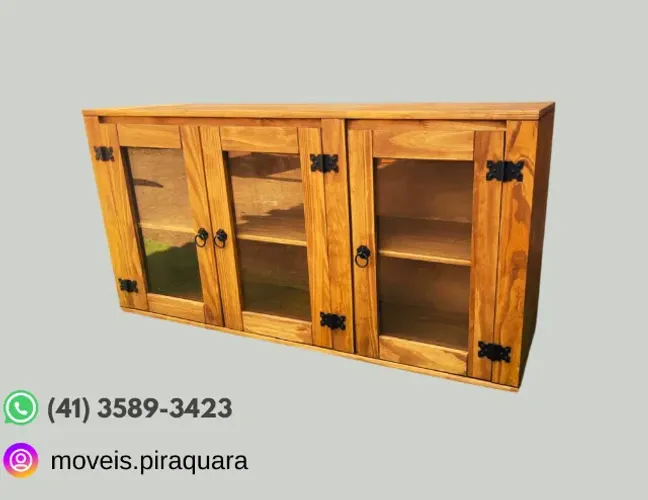 Armário Aéreo de Madeira - 1,20m com Portas de Vidro - R$650  ?