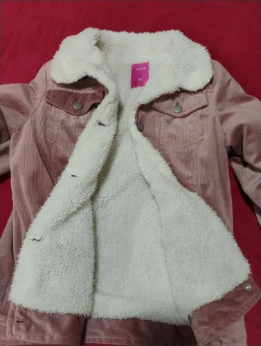 Jaqueta Infantil Rosa com Sherpa - Tamanho 12