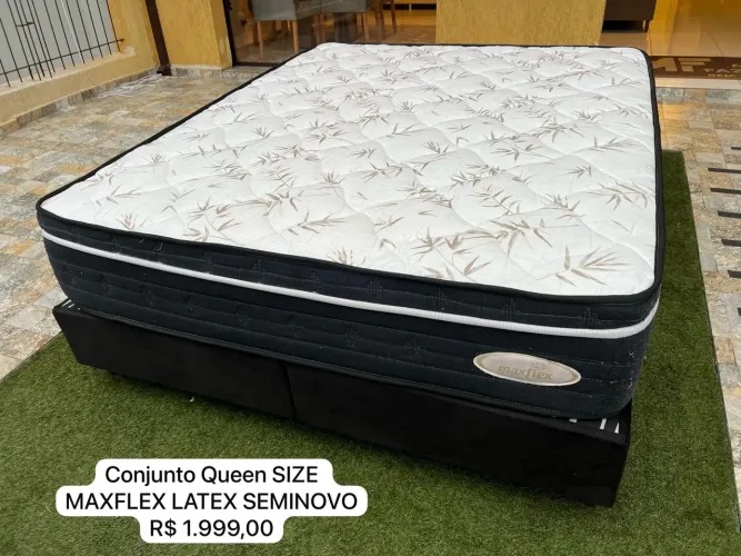 CAMA Conjunto Queen Size Maxflex Látex Seminovo