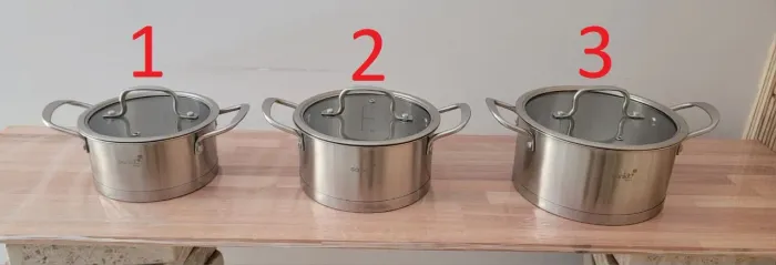 Conjunto Panela Aço Inox Com Fundo Triplo para Fogão por Indução 3 Peças