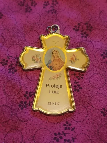 Pingente cruz nossa senhora - gravação Luiz