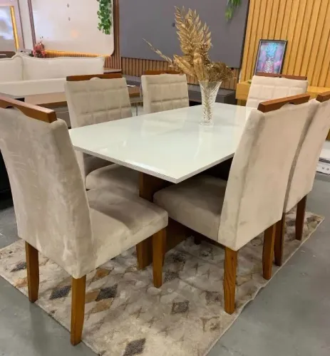 Mesa de Jantar Helo 160x90 c/ 6 Cadeira Las Vegas- Entrega Rápida