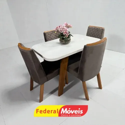 MESA DE JANTAR 1,20x80cm c/ 4 Cadeiras CINZA (NOS CHAME NO WHATSAPP)