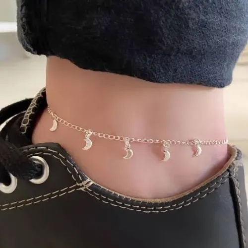 Tornozeleira de prata Lua Delicado