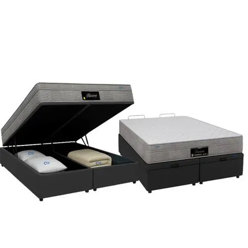 Conjunto de Colchão Riviera Queen e Cama Baú Queen
