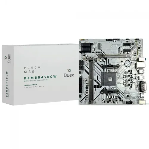  Placa Mãe AM4 B450 DDR4 c/M.2 White Duex DXMBB450GW 1 Ano de Garantia - WZetta